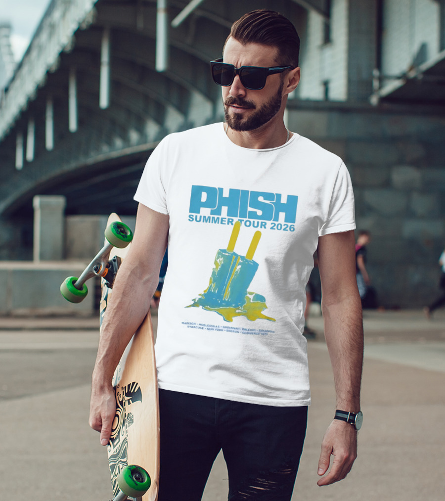 Phish Summer Tour 2026 Popsicle Concert Madison Noblesville Savannah Raleigh Columbia Syracuse New York Boston Commerce City T-Shirt