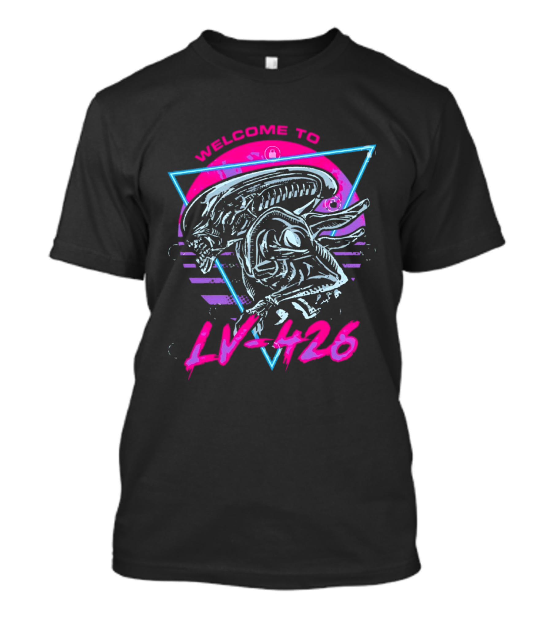 Welcome To LV 426 Alien Xenomorph Retro Neon Triangle T-Shirt