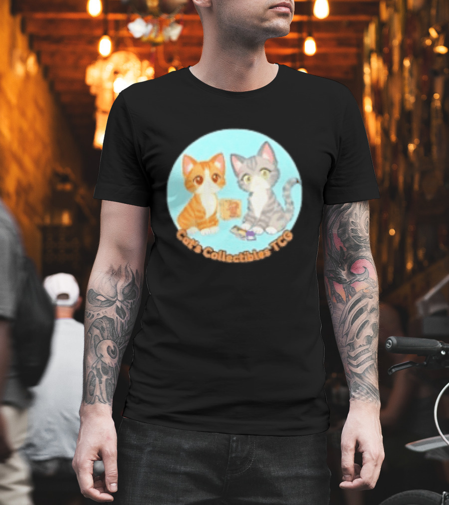 Cat's Collectibles TCG Cute Cartoon Cats Holding Trading Cards T-Shirt