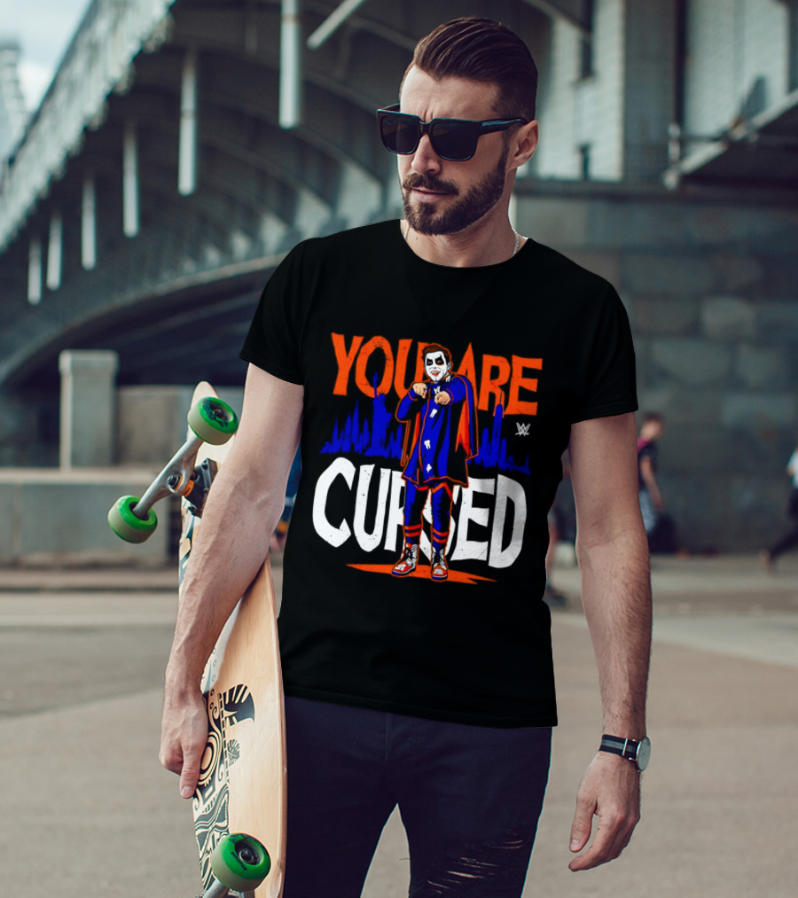 Danhausen You Are Cursed WWE Distressed Orange Blue Jokerface T-Shirt