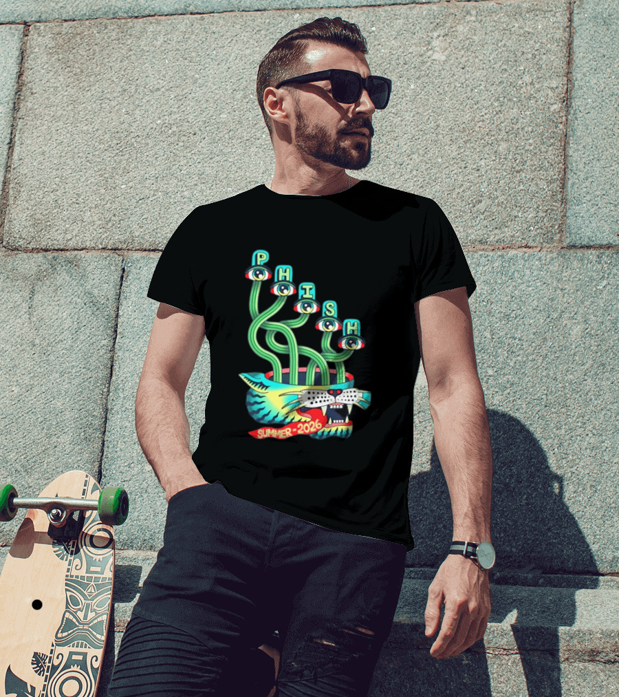 Phish Summer 2026 Jam Band Psychedelic Cat Eye Stalks T-Shirt