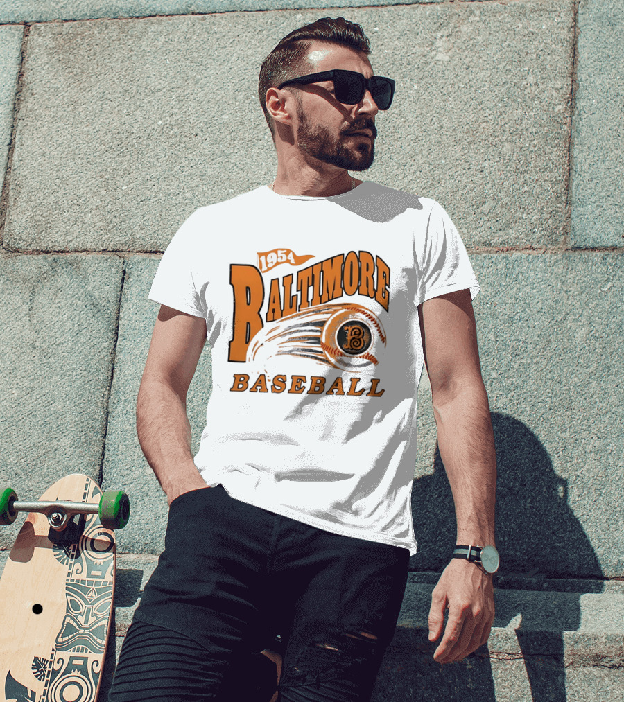 1954 Baltimore Baseball B Classic MLB Style Vintage Look T-Shirt