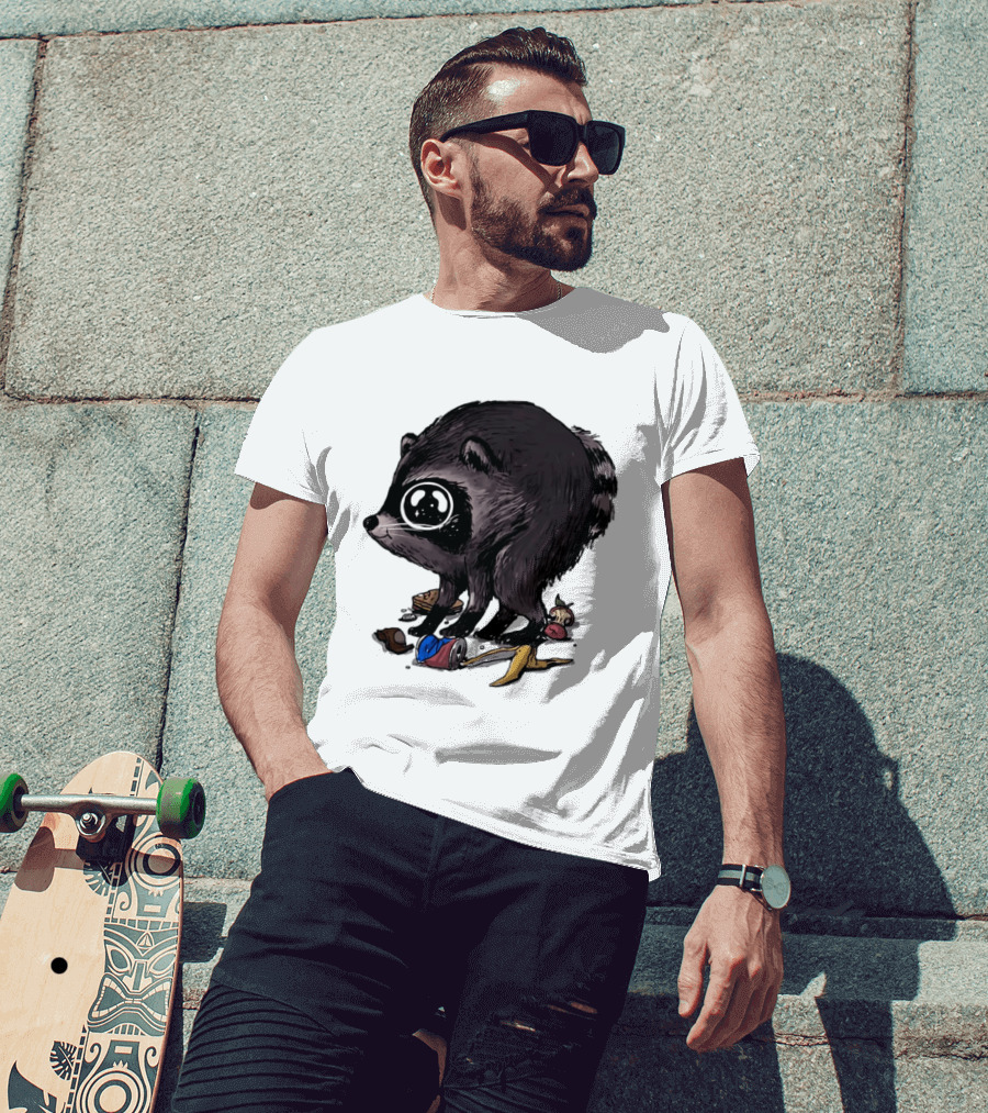 Jimothy Raccoon With Trash And Banana Peel T-Shirt