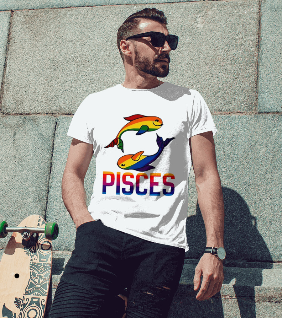 Pisces Fish Rainbow LGBT Pride T-Shirt