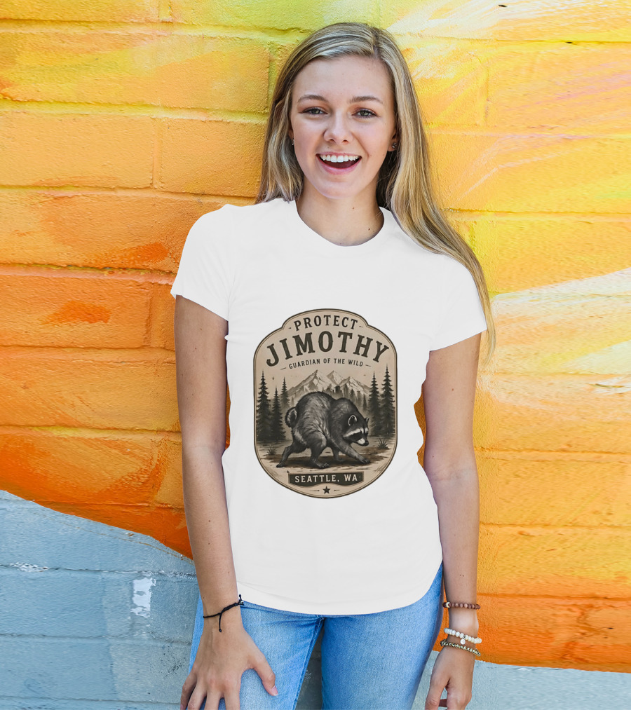 Protect Jimothy Guardian Of The Wild Seattle WA Raccoon Forest Adventure T-Shirt