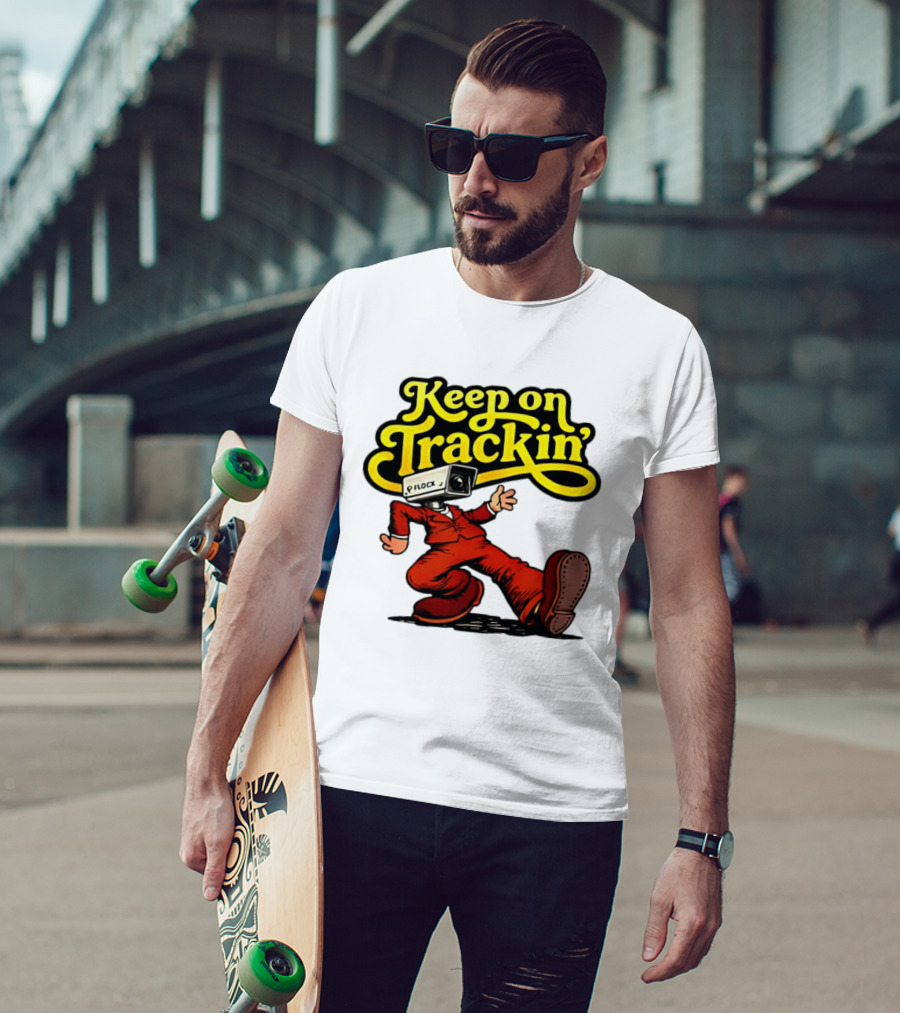 Keep On Trackin' Security Camera Head Person Walking T-Shirt