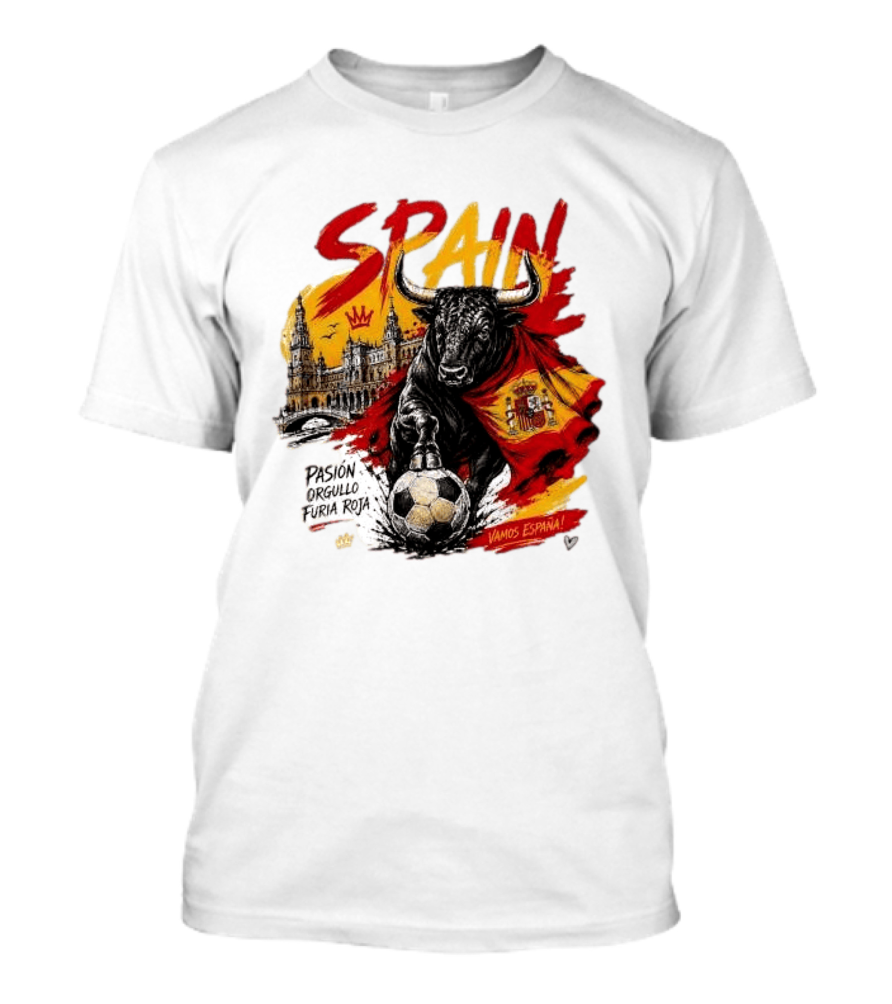 Spain Pasión Orgullo Furia Roja Vamos España Bull Flag 2026 T-Shirt