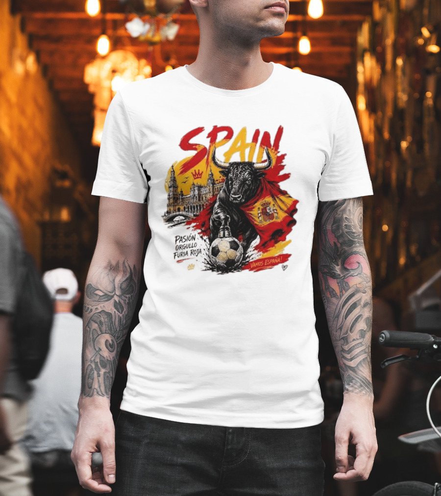 Spain Pasión Orgullo Furia Roja Vamos España Bull Flag 2026 T-Shirt
