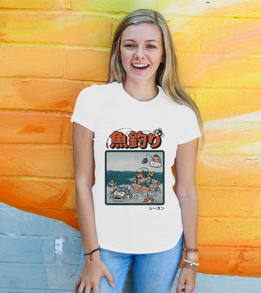 Super Mario Fishing Season Luigi Yoshi Toad Bowser Japan T-Shirt