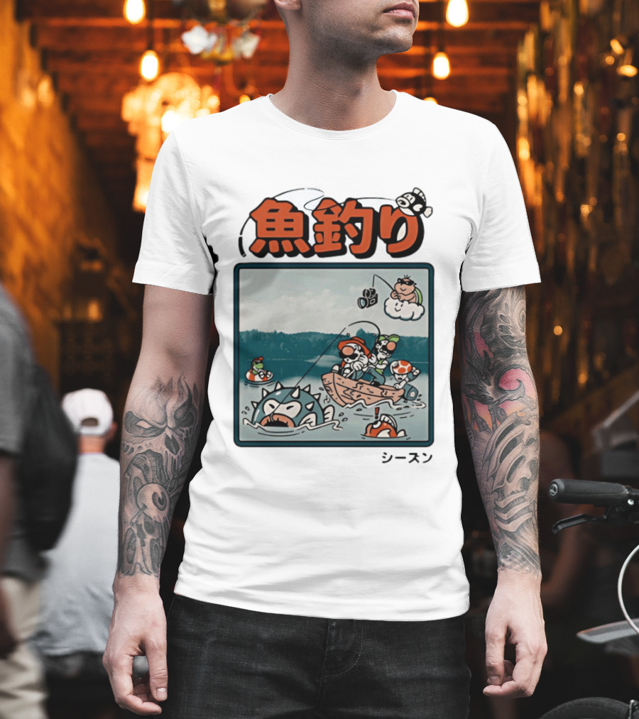 Super Mario Fishing Season Luigi Yoshi Toad Bowser Japan T-Shirt