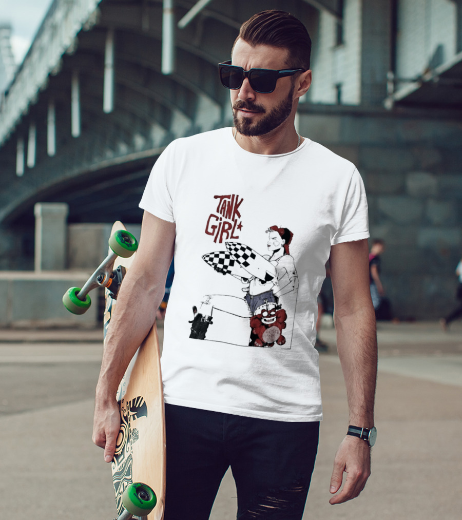 Tank Girl Checkered Missiles Red Text With Plush Toy T-Shirt