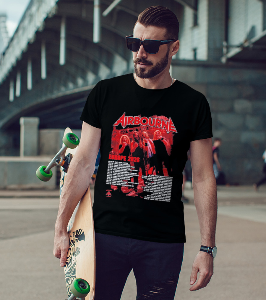 Airbourne Get Gutsy Europe 2026 Tour Dates And Cities T-Shirt