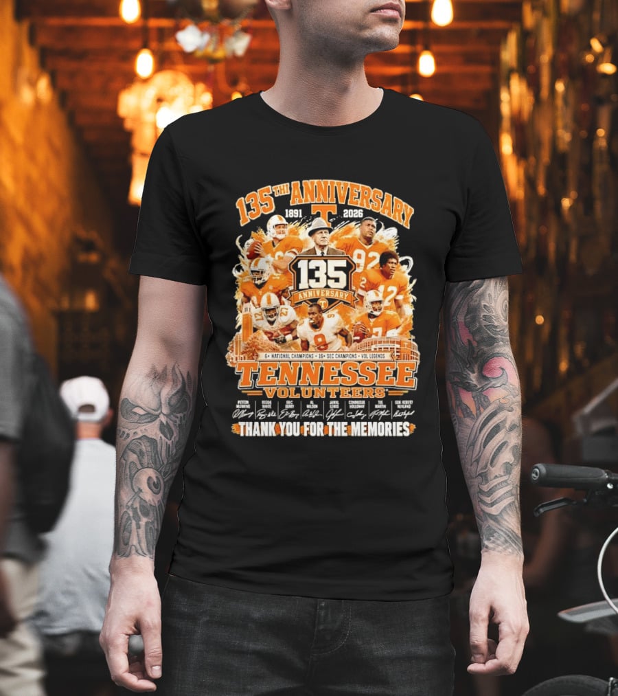 135th Anniversary Tennessee Volunteers Vol Legends Peyton Manning Reggie White National SEC Champions 1891 2026 Thank You For The Memories T-Shirt