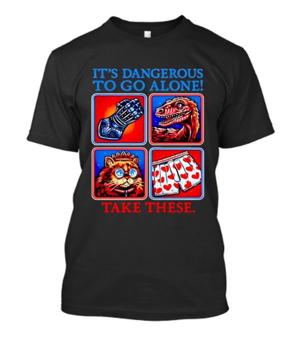 It's Dangerous To Go Alone Take These Gauntlet Raptor Cat Heart Boxers T-Shirt