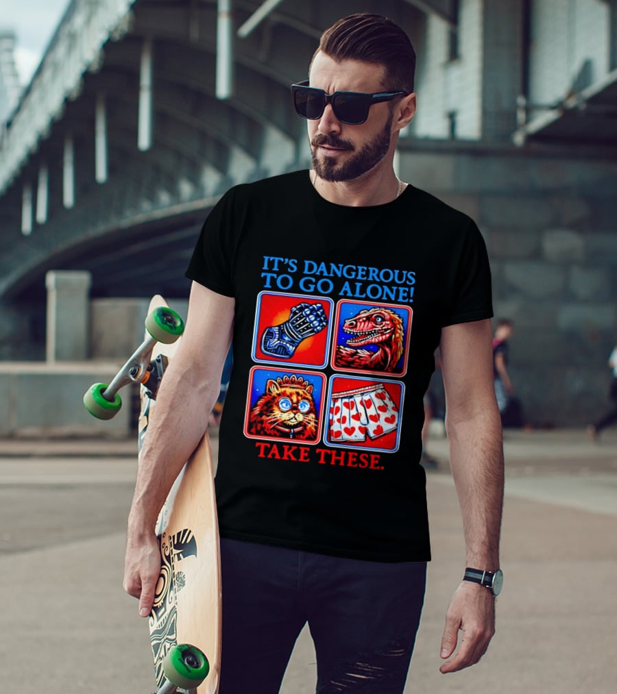 It's Dangerous To Go Alone Take These Gauntlet Raptor Cat Heart Boxers T-Shirt
