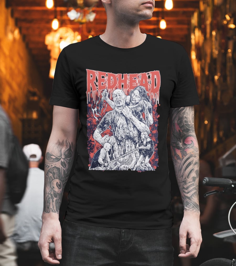 Red Head Horror Gruesome Comic Style Bloodied Figures T-Shirt