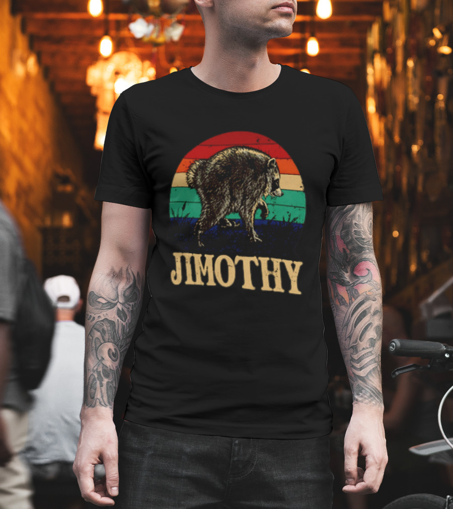 Jimothy Raccoon Retro Stripes Ballard Seattle T-Shirt