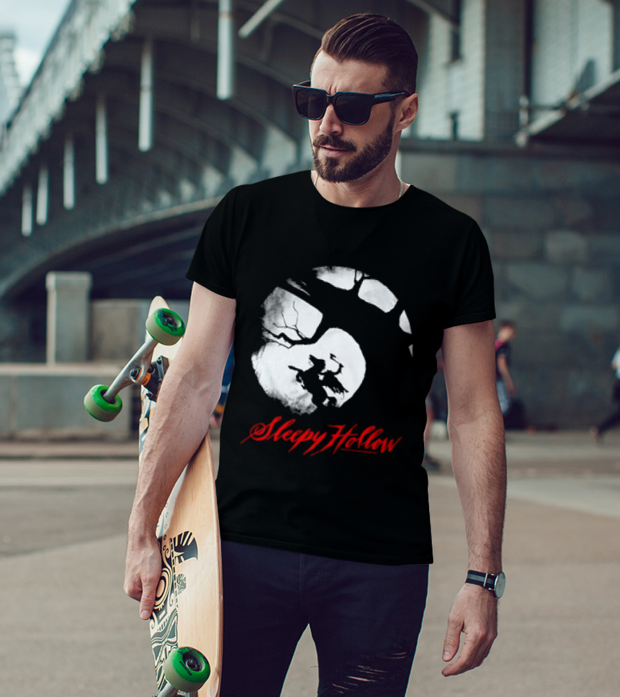 Sleepy Hollow Red Lettering Crescent Moon T-Shirt