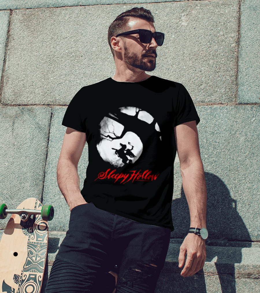 Sleepy Hollow Red Lettering Crescent Moon T-Shirt