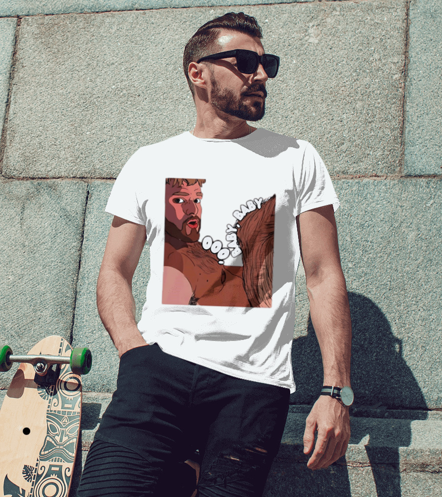 Ooo Baby Bearded Man Illustrated Expression T-Shirt