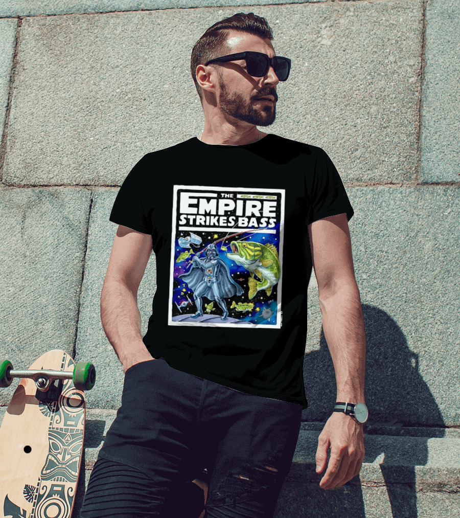 The Empire Strikes Bass Darth Vader Fishing Space Adventure T-Shirt