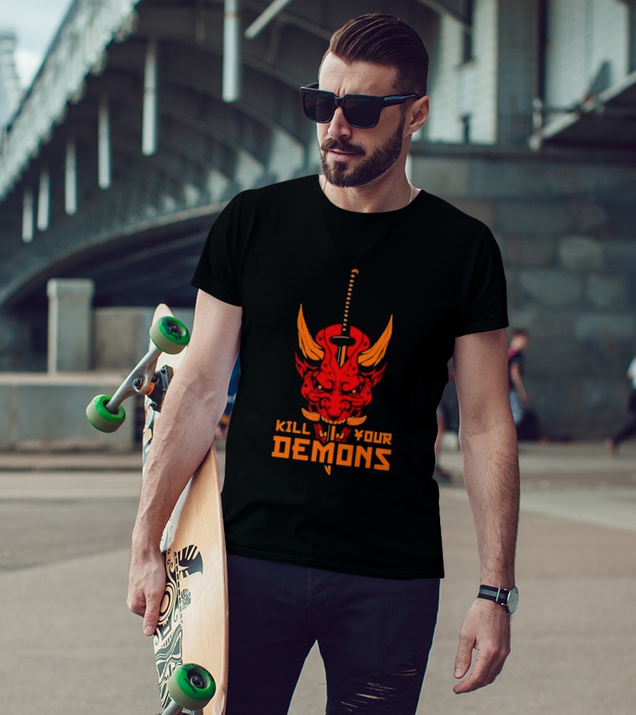Kill Your Demons Oni Mask Samurai Sword T-Shirt