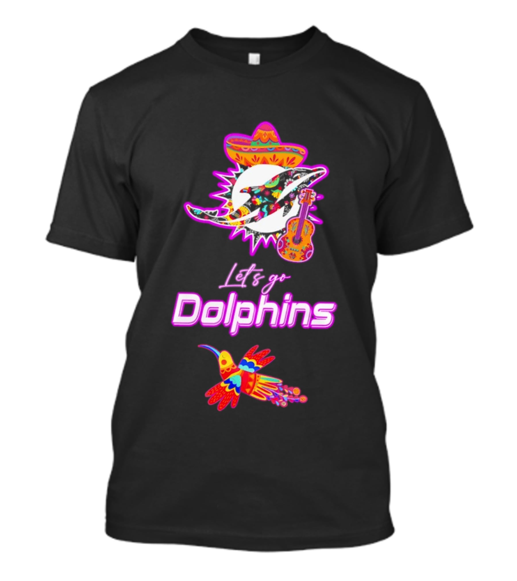 Let's Go Dolphins Hispanic Heritage Mexican Folk Fiesta T-Shirt