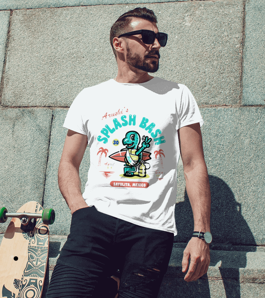 Arushi's Splash Bash Surfing Turtle 30th Birthday Sayulita Mexico T-Shirt