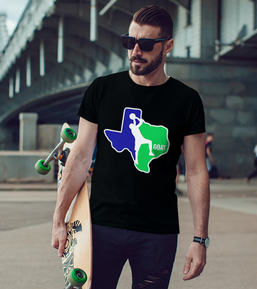 Texas Basketball Goat Silhouette Blue Green State T-Shirt