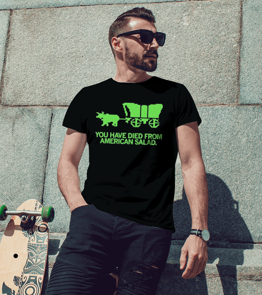 You Have Died From American Salad Ox Cart Retro Gaming Spoof T-Shirt