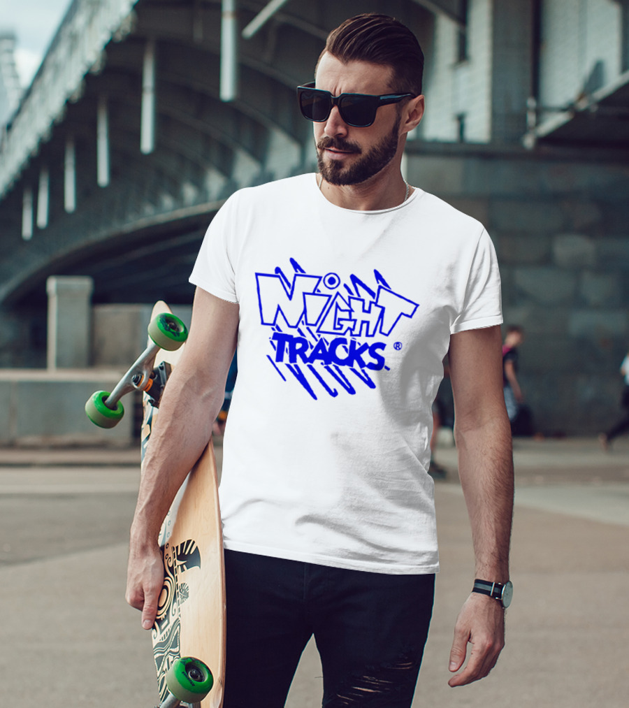 Night Tracks Retro Bold Blue T-Shirt