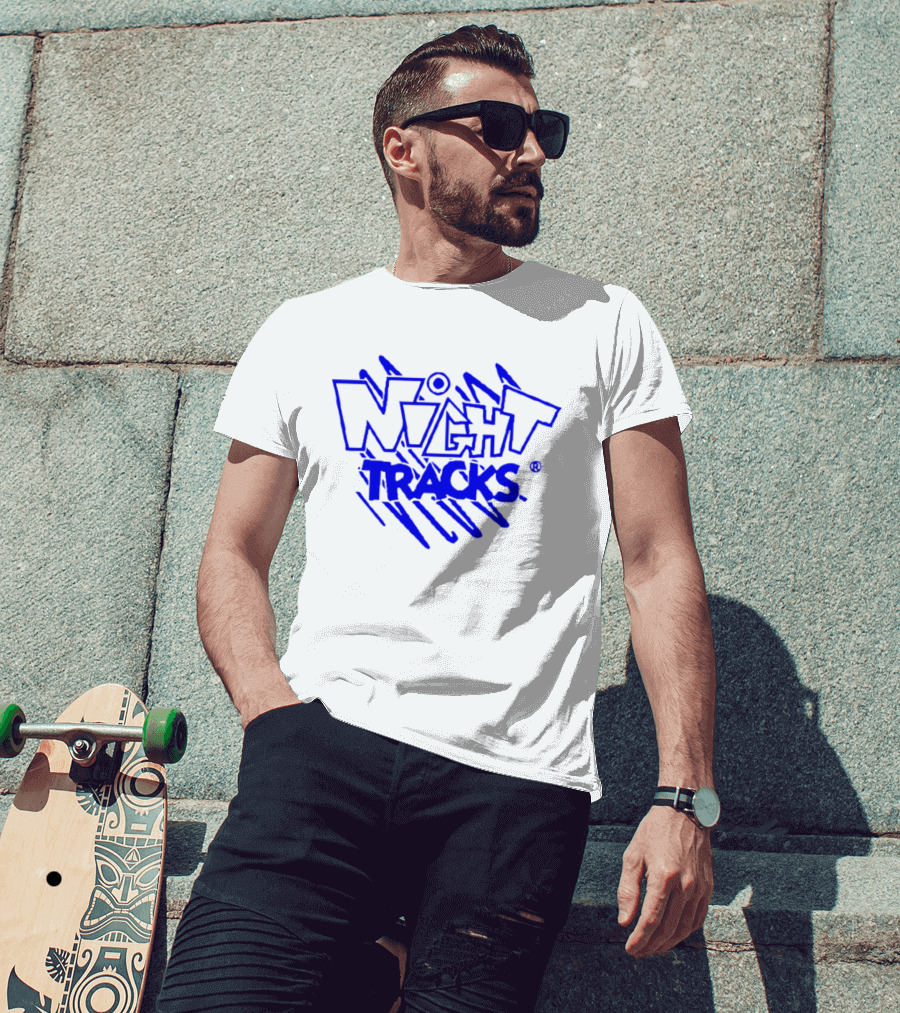 Night Tracks Retro Bold Blue T-Shirt