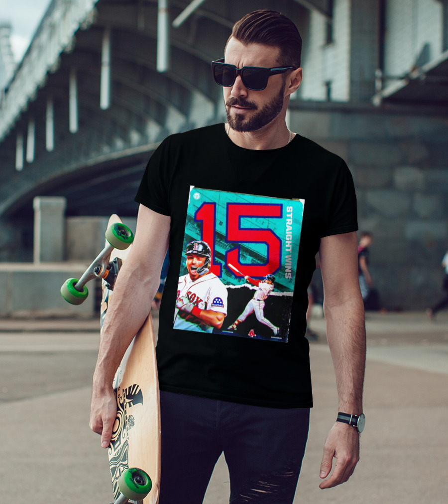 Boston Red Sox 15 Straight Wins Moose Mutual Collaboration T-Shirt