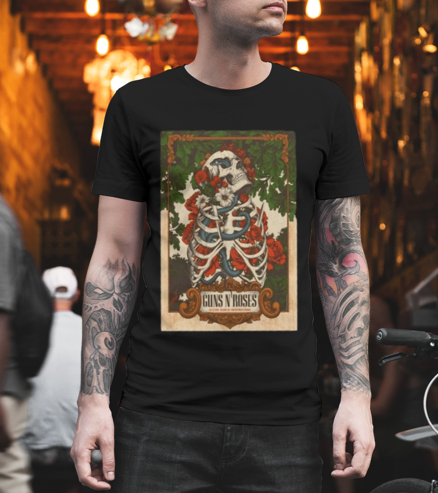 Guns N' Roses Skeleton Roses Raleigh NC 7 23 2026 T-Shirt
