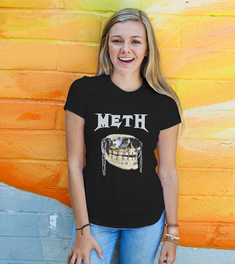 Meth Skull Metal Goggles Chains T-Shirt