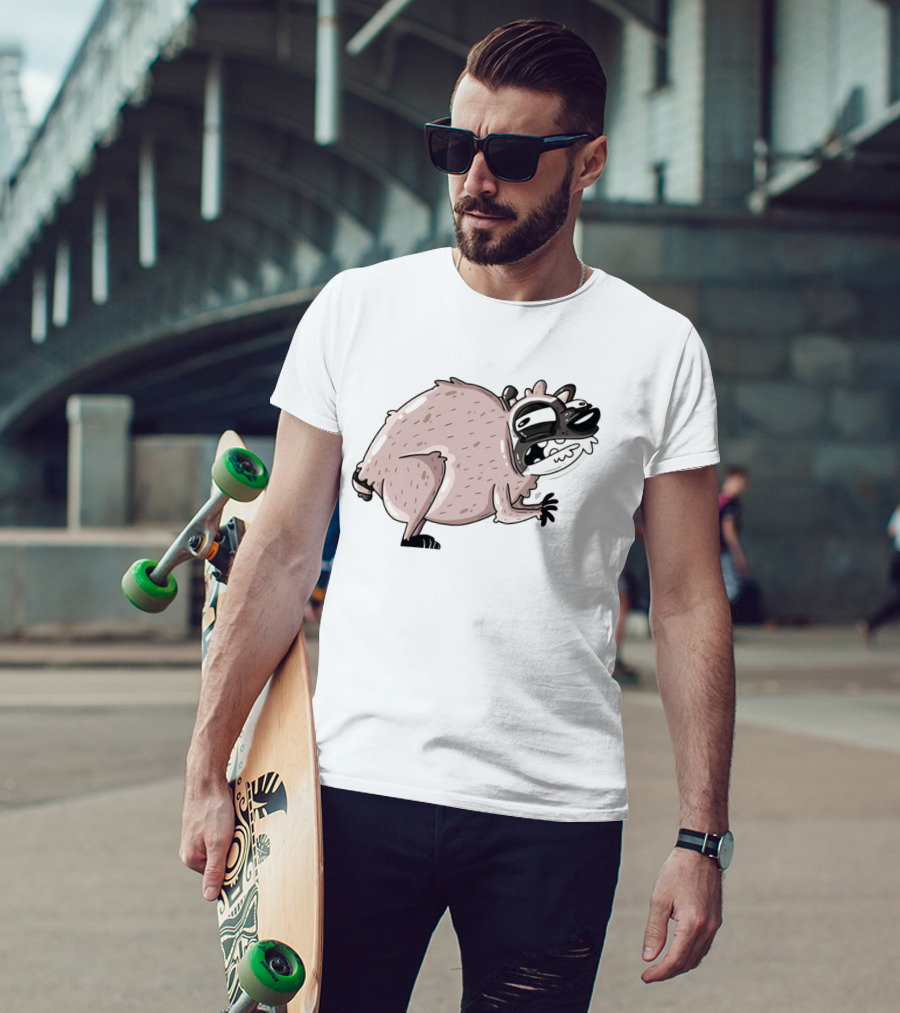 Jimothy Cartoon Raccoon Sticker T-Shirt
