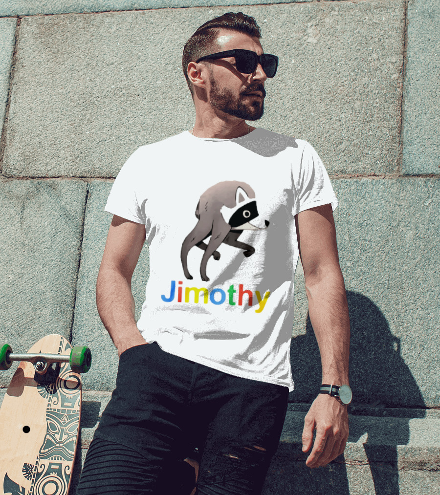 Jimothy The Raccoon Colorful Letters T-Shirt