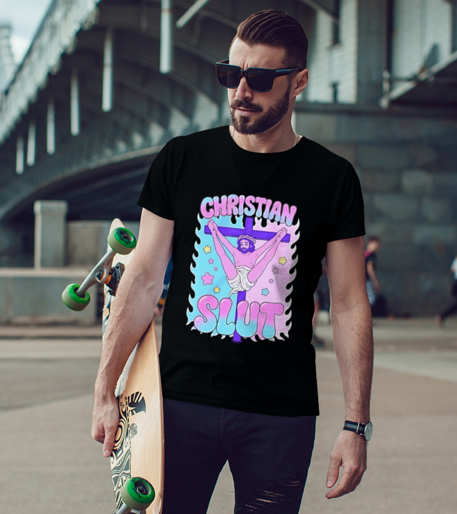 Christian Slut Teen Hearts Jesus Splits Meme T-Shirt