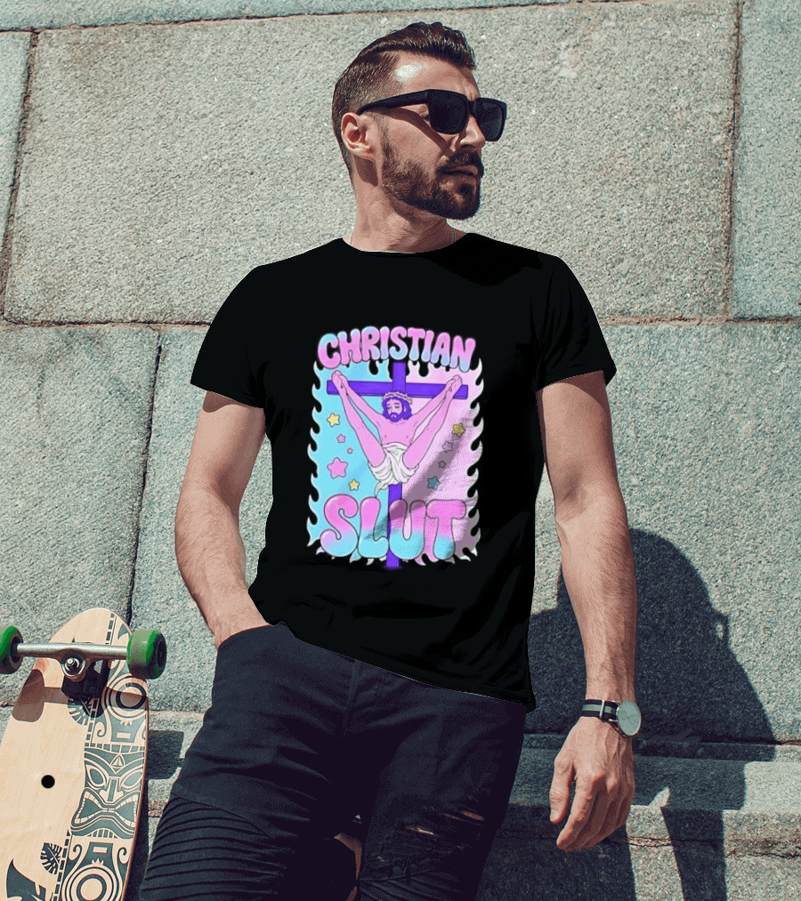 Christian Slut Teen Hearts Jesus Splits Meme T-Shirt