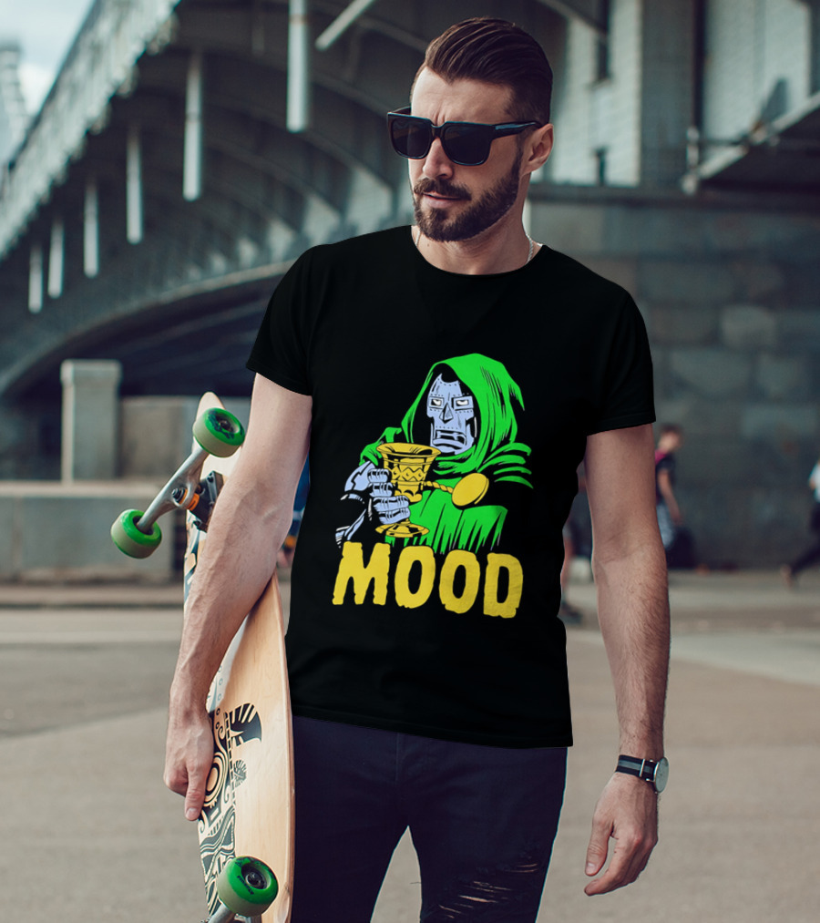 Doom Mood Green Cloaked Character Holding Goblet T-Shirt