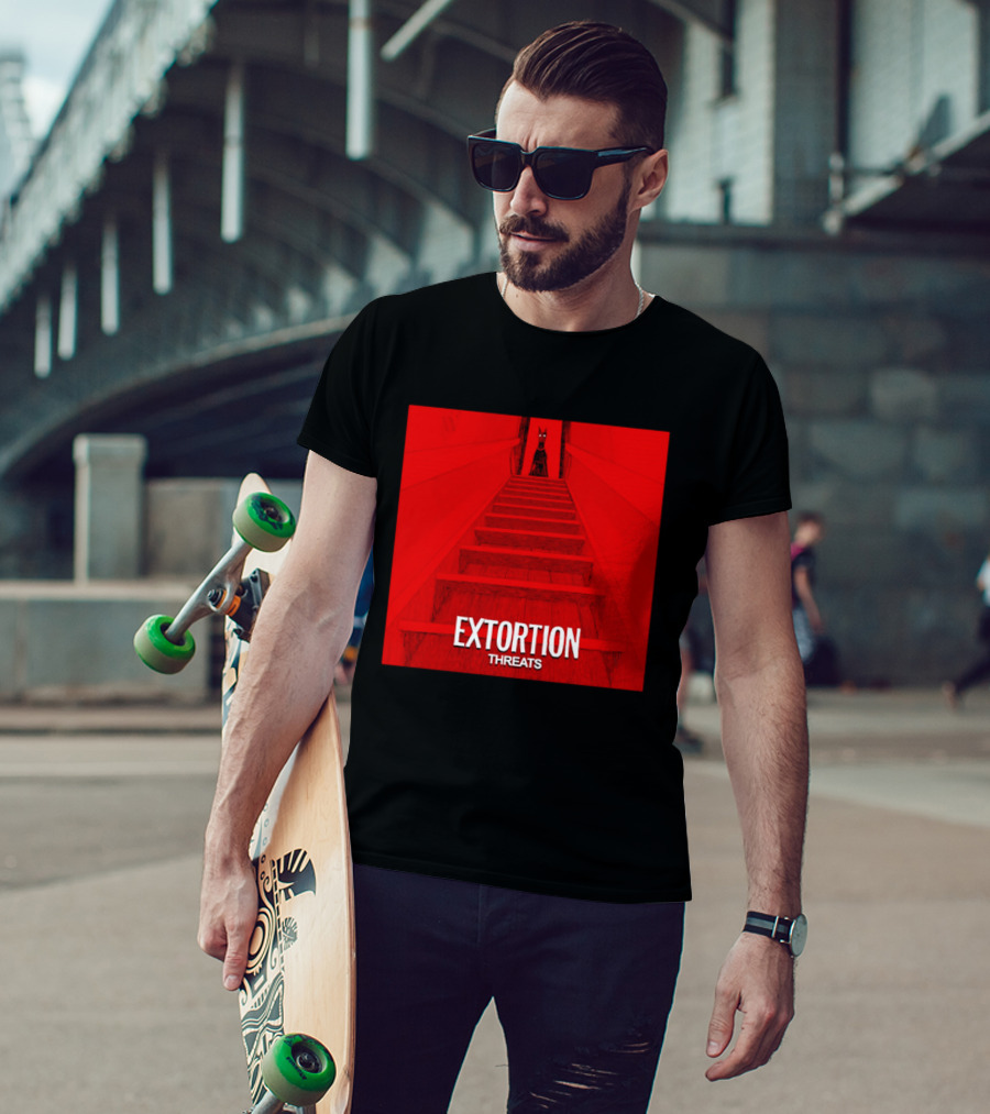 Extortion Threats Dark Stairs Red Scene T-Shirt