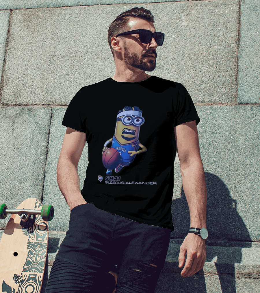 OKC Thunder NBA Shai Gilgeous Alexander Minion Basketball Player T-Shirt