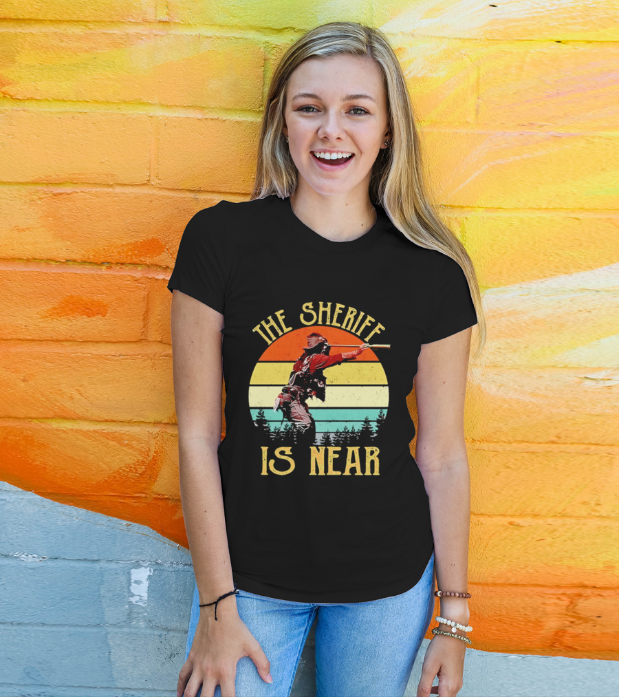 The Sheriff Is Near Western Cowboy Retro Sunset T-Shirt