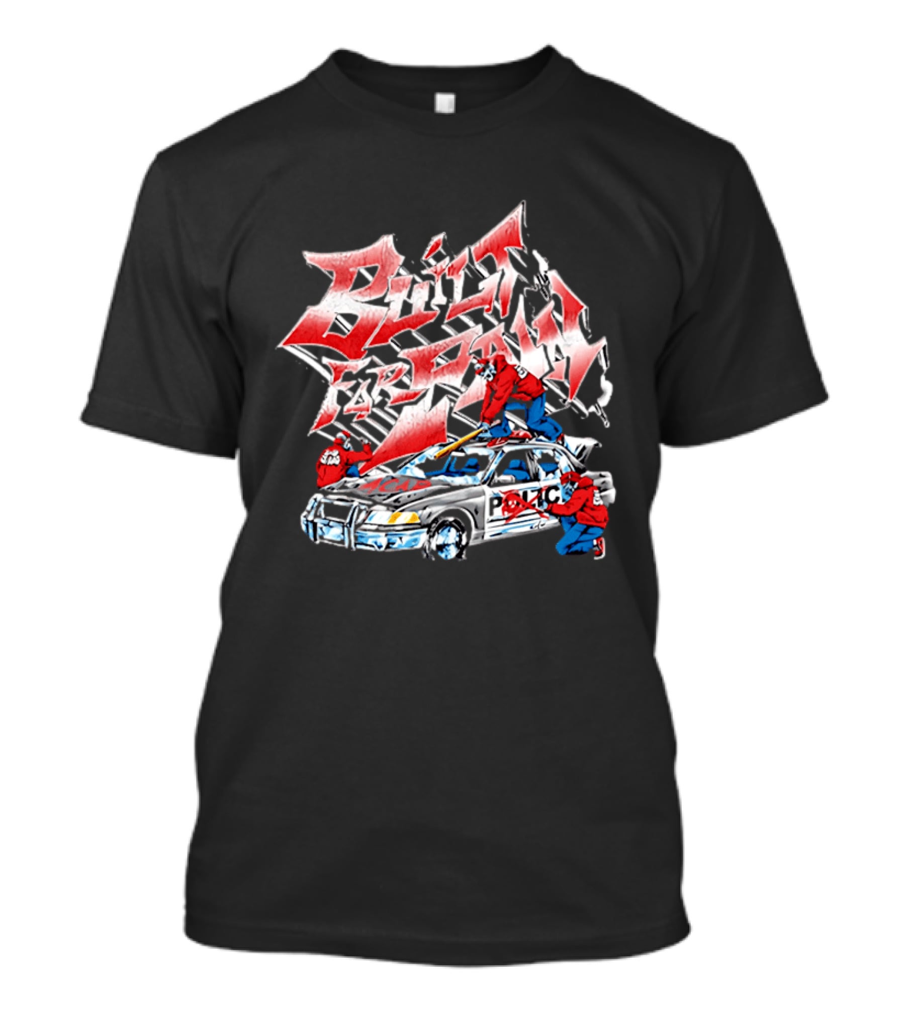 Zuko Built For Pain Police Car Destruction Graffiti T-Shirt