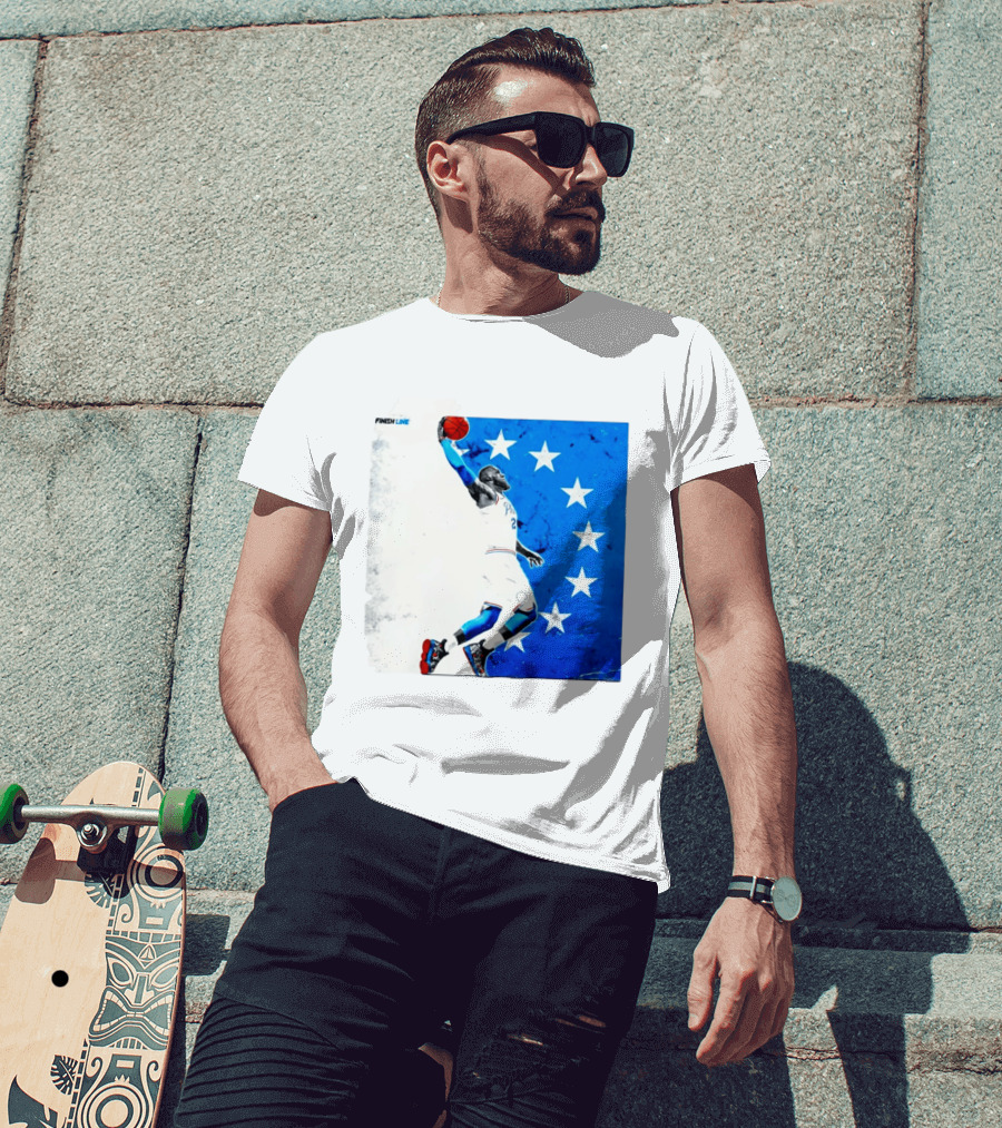 LeBron James Philadelphia 76ers Finish Line Stars Basketball Dunk T-Shirt