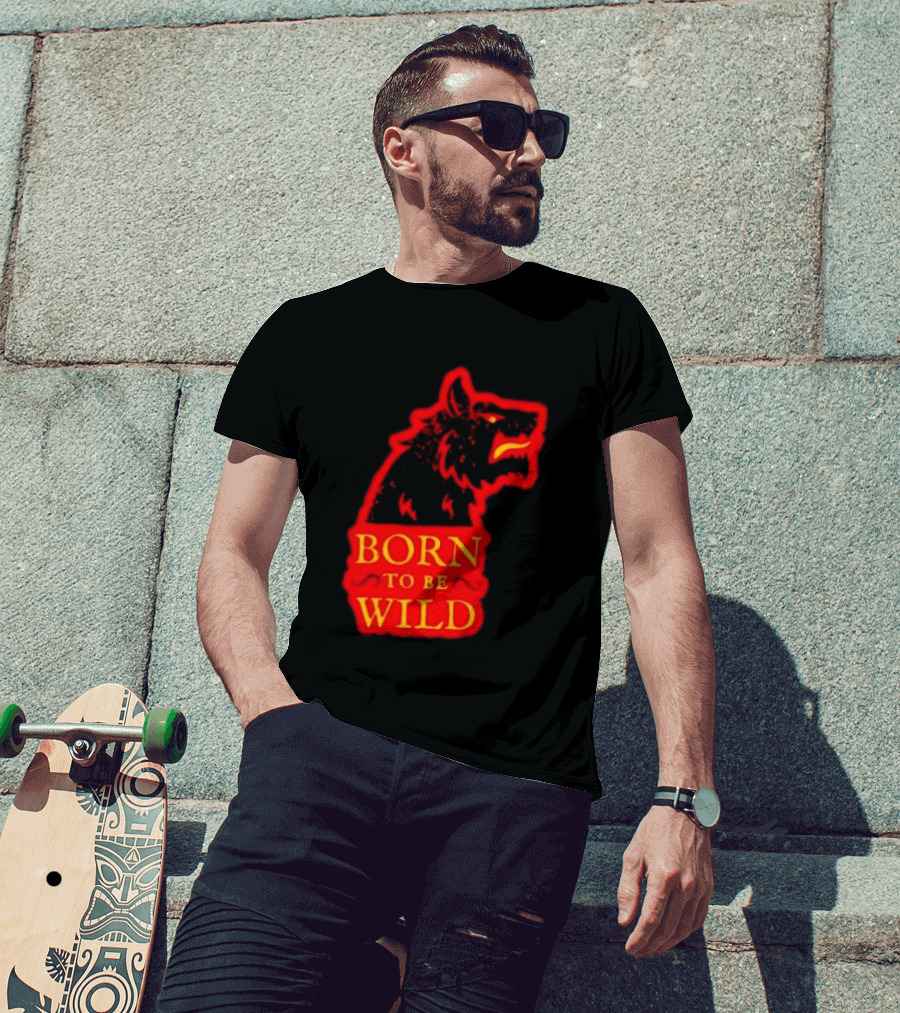 Born To Be Wild Wolf Silhouette Red T-Shirt