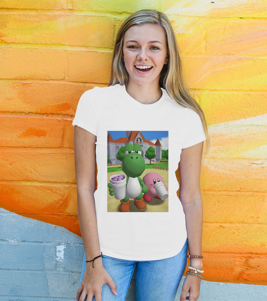 Yoshi Kirby Lean Purple Drink Castle Scene T-Shirt