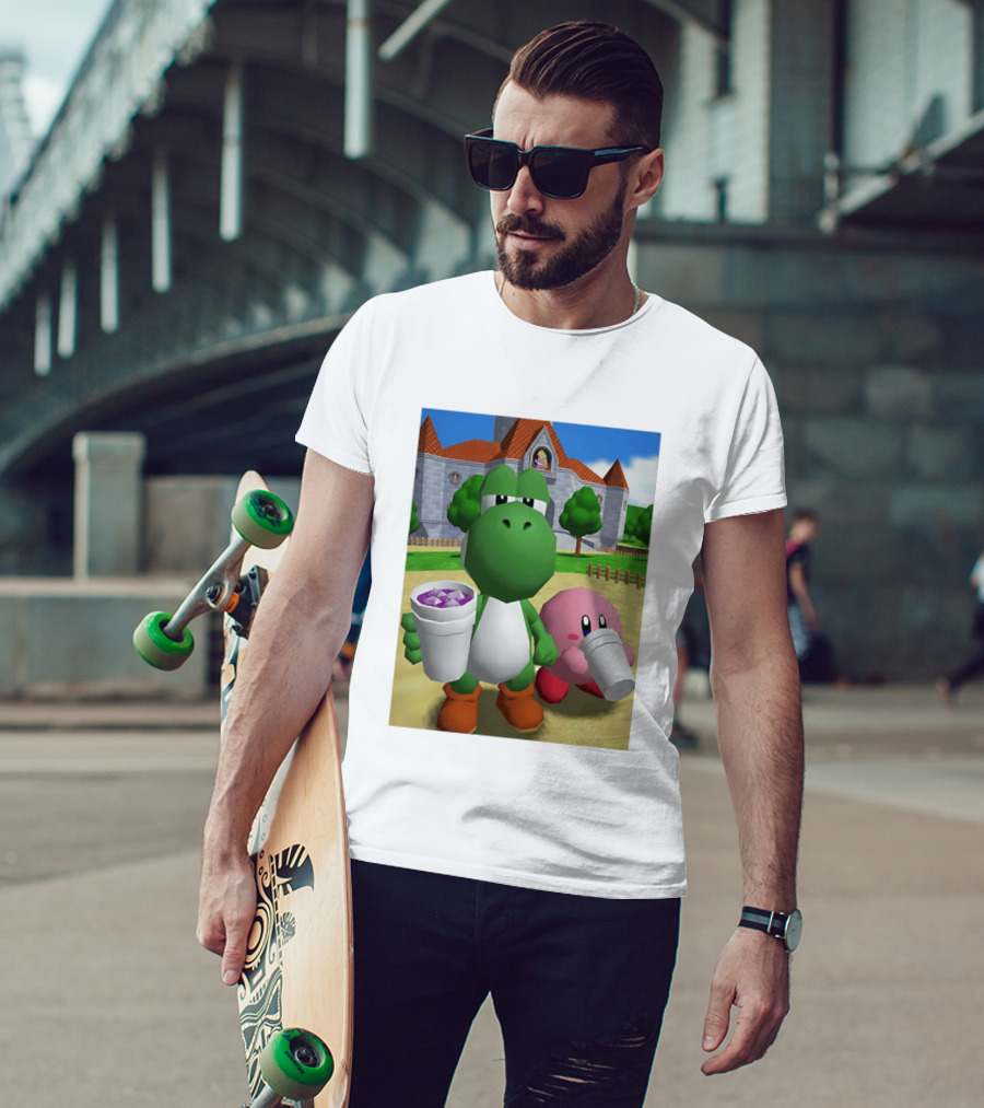 Yoshi Kirby Lean Purple Drink Castle Scene T-Shirt