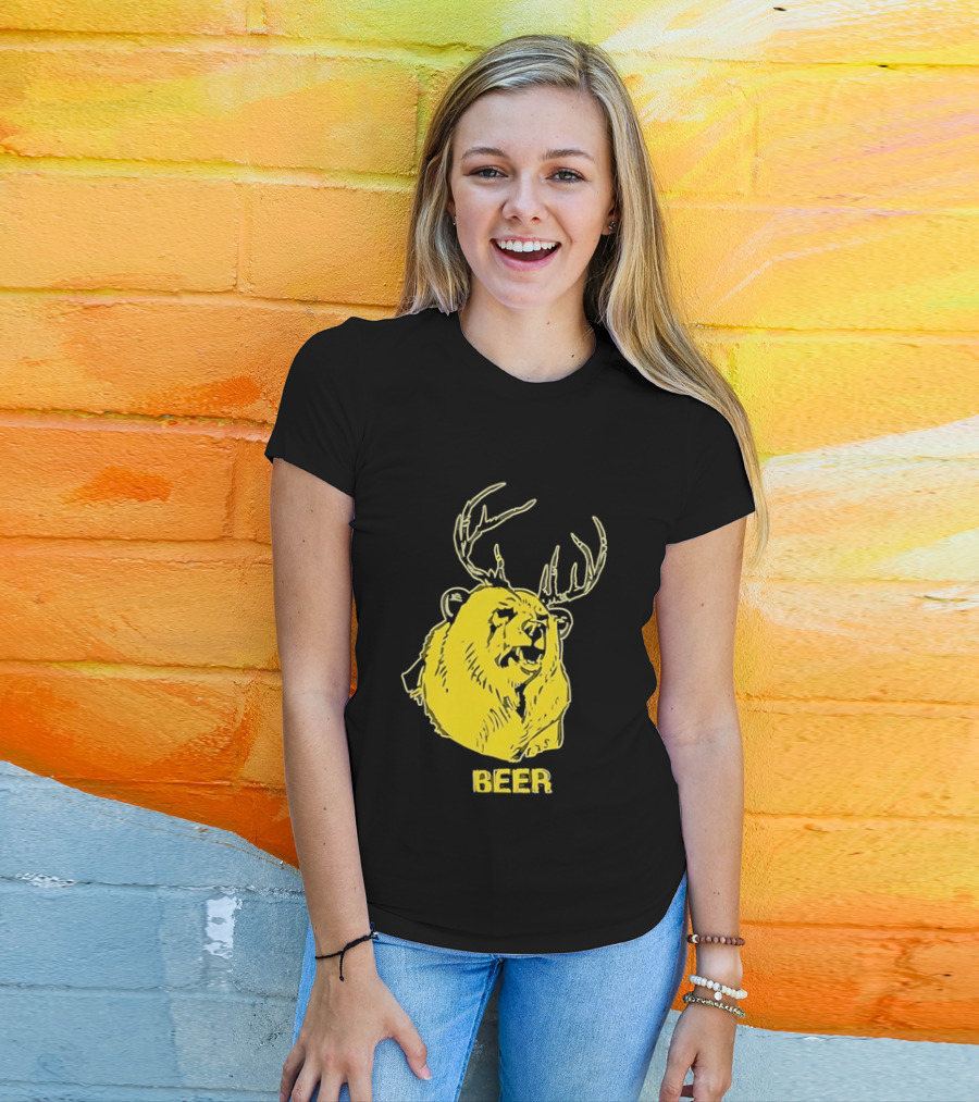 Beer Antlered Bear T-Shirt