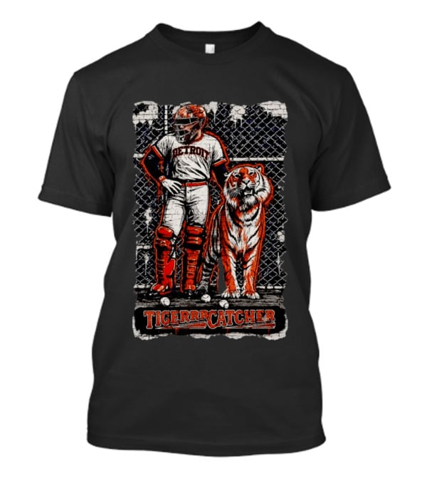 Detroit Tigers Tigerrrcatcher Baseball Player And Tiger T-Shirt